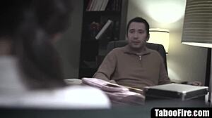 Counselor pounds troubled teen pussy rough after class with ass licking