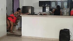 Stepdad rams busty stepdaughter while twin sister watches unaware