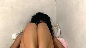 Horny mexican teen with huge tits masturbates wet pussy outdoors