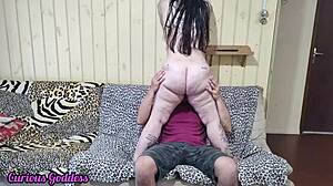 i worship this curious goddess's big ass while she sucks her friend's hairy milf pussy