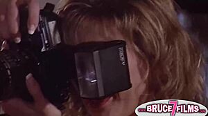 Oiled 90s lesbians finger and toy each other in antique threeway scene