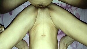 milf gags on cock then takes deep anal pounding close up