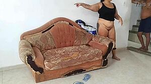 Stepdad rams busty stepdaughter while twin sister watches unaware