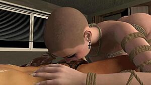 Big Tits Bald BDSM Slave Bound Sucks Small Cuck Cock Then Gets Doggystyle Pussy Piss