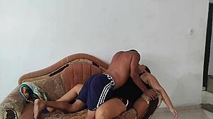 Stepdad rams busty stepdaughter while twin sister watches unaware