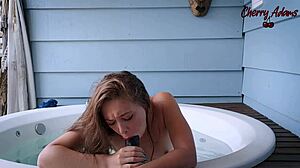 I'm squirting wildly in bathtub craving cock to fill my tight pussy