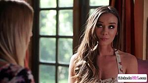 whoa blonde lesbian babe licks big tits first timer's shaved pussy raw!!