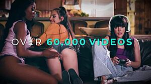 SEXY AFTEN OPAL & SCARLIT SCANDAL RIP CLOTHES tag-team ALEXIS TAE in WET THREESOME