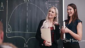 these dyke teachers drain my cock desperate first time threesome