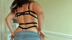 Fiery Latina Goddess Strips Teasing Big Natural Tits and Curvy Ass Before Riding Dildo Cowgirl Style