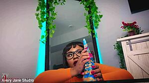 velma's tight ass stretched by monster cock while she spreads cheeks and masturbates