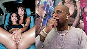 Beautiful asian teen creams tight pussy from rubbing then takes facial cumshot like slut