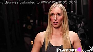 Big ass babe stretches hot ebony milf post workout ripping clothes