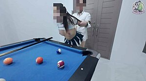 i climbed the pool table and thai girl got fucked hard
