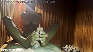 Violeta Greys Sauna Footjob Tease Dripping Tits Ass Soles