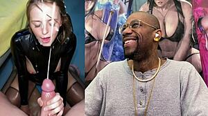 Beautiful asian teen creams tight pussy from rubbing then takes facial cumshot like slut