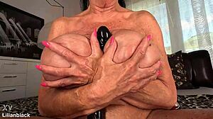 discovering plump curves with new latex toy in lingerie outdoors