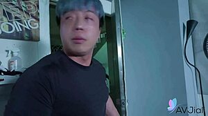 🤤 asian big tits slut gets fucked hard by landlord to pay rent... closeup shaved pussy lick and cum!