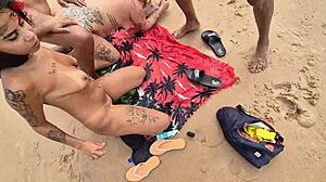 Nudist beach orgy erupts with everyone fucking in wild bareback group sex frenzy?!