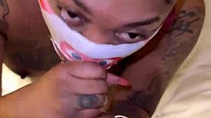 masked ebony deepthroats big black monster cock sloppy