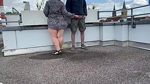 flashing my dirty mother-in-law's huge curves outdoors in heels