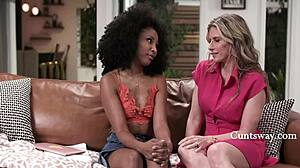 ebony stepdaughter craves milf's tongue on her wet cunt