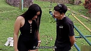 hermanastros cachondos bang hard outdoors with creampie finish