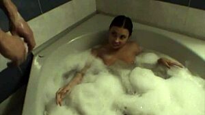 Wow, anastasia and bumbas splash wildly in jacuzzi with hot massage and tits play!