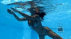 Angelica heart's big tits and ass glisten wet by pool in bikini tease