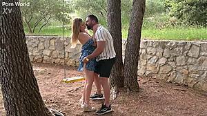 cock hungry housewife rebecca volpetti takes on outdoor dp threesome with two studs riding hard