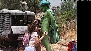 Retro FFM Threesome with Deepthroat Blowjobs Cumshots and Outdoor Anal