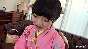 Ever seen a geisha teen finger her hairy pussy?