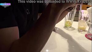 after bar cuckold husband sucks while slut wife takes huge BBC anal creampie in wild group