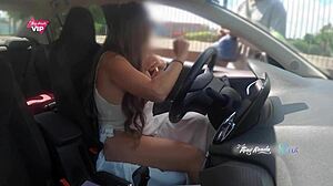 Pretty naughty milf asks directions gropes stranger outdoors
