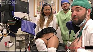 Melany Lopez spreads natural tits and heels for patient's deep intern-al exam