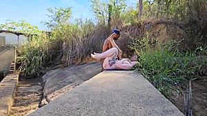 whoa, stranger got hard watching us by the river 😏🍆