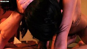 Babe in Glasses Devours Massive Monster Cock