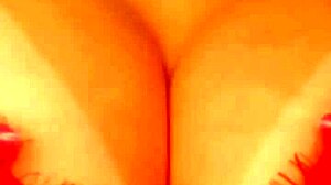 this hot brunette goddess teases her huge tits with titty fuck then plugs that extreme ass