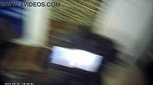 Behind scenes ebony babe glasses pornstar wrestles in full nelson then sucks and fucks big black cock