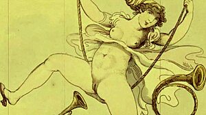 Vintage erotic drawings of hairy women in antique passionate poses