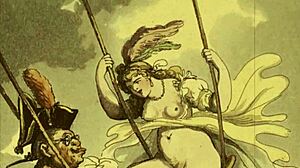 Vintage erotic drawings of hairy women in antique passionate poses