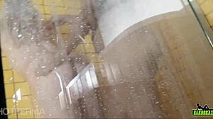 hot blonde sisters bang friends bareback in shower orgy with cumshots