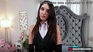 Stepsister Aria Sloane Handcuffs Stepbro For Deepthroat Choke But Toys Ruin The Trick