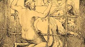 Vintage erotic drawings of hairy women in antique passionate poses