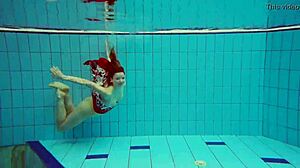 Petite Polish Teen Marketa Strips Bikini Underwater At Beach Pool