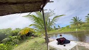 Wanna watch 5 naked Brazilian friends hike and fuck in the woods?