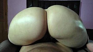 her massive ass shakes as she orgasms riding that giant cock then takes creamy anal creampie