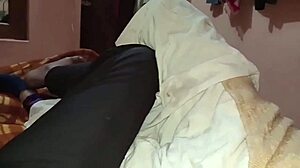 My cute stepsis let me share her bed for rough secret fuck and creampie