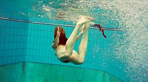 Petite Polish Teen Marketa Strips Bikini Underwater At Beach Pool