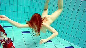 Petite Polish Teen Marketa Strips Bikini Underwater At Beach Pool